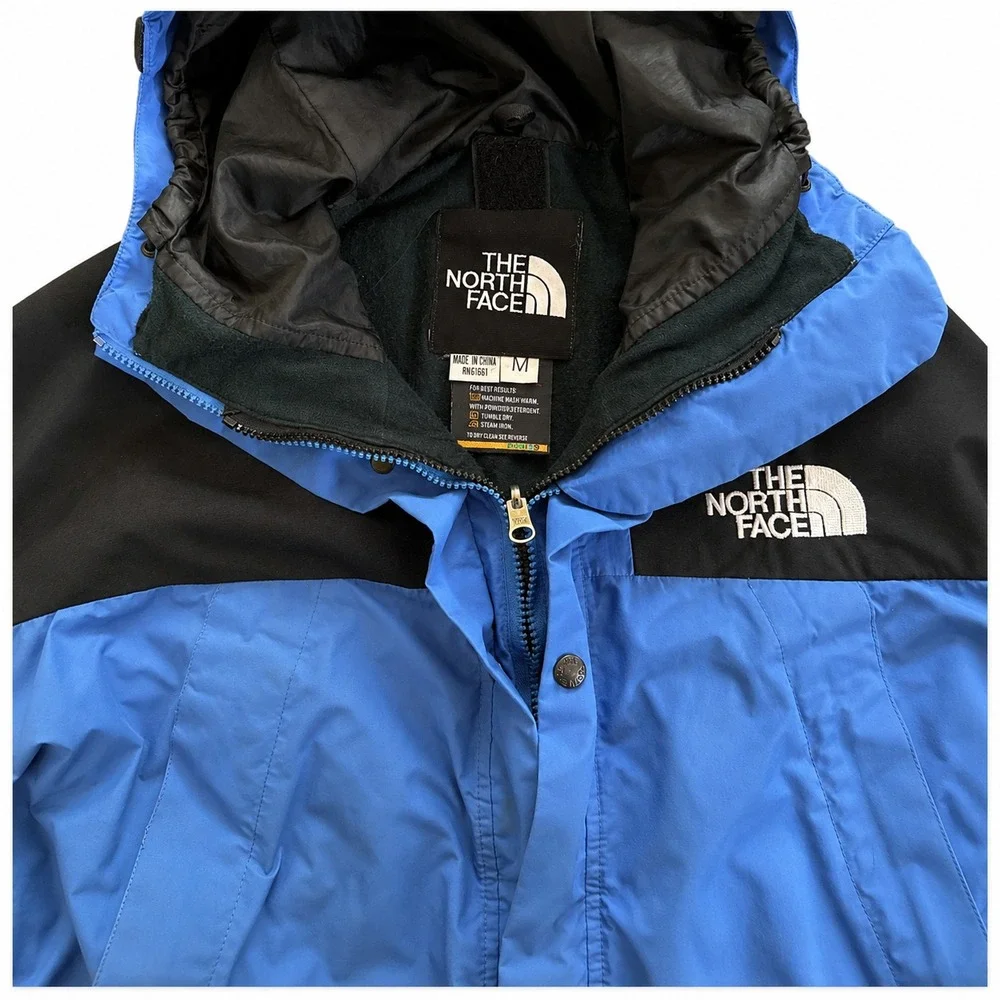 North Face Goretex Ski Jacket Men M Blue Hooded Pockets Pit Zip Vintage 90s Y2K